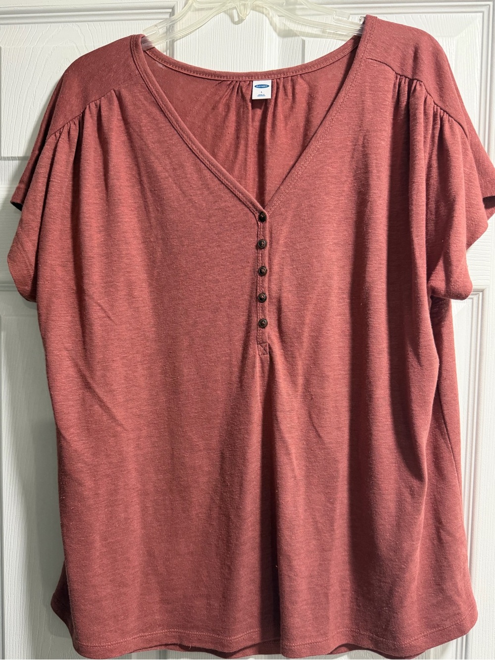 Old Navy Rust Short Sleeve Henley V-Neck Top